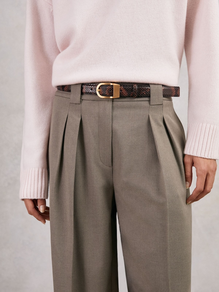Reiss Chocolate Hazel Leather Snake-Effect Belt - Image 5 of 5 Reiss Chocolate Hazel Leather Snake-Effect Belt - Image 5 of 5
