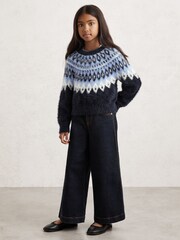 Reiss Navy Jemma Fluffy Fair Isle Pattern Jumper - Image 2 of 4