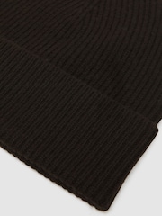 Reiss Chocolate Filipa Wool-Blend Tipped Beanie - Image 4 of 4