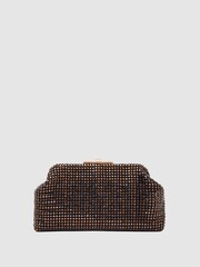 Reiss Chocolate Adaline Embellished Clutch Bag - Image 3 of 4