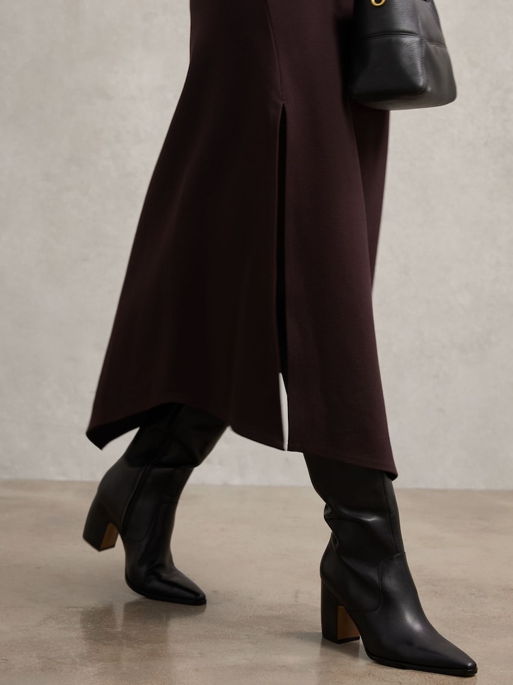 Reiss Black Gabrielle Leather Knee-High Block-Heel Boots - Image 2 of 6 Reiss Black Gabrielle Leather Knee-High Block-Heel Boots - Image 2 of 6