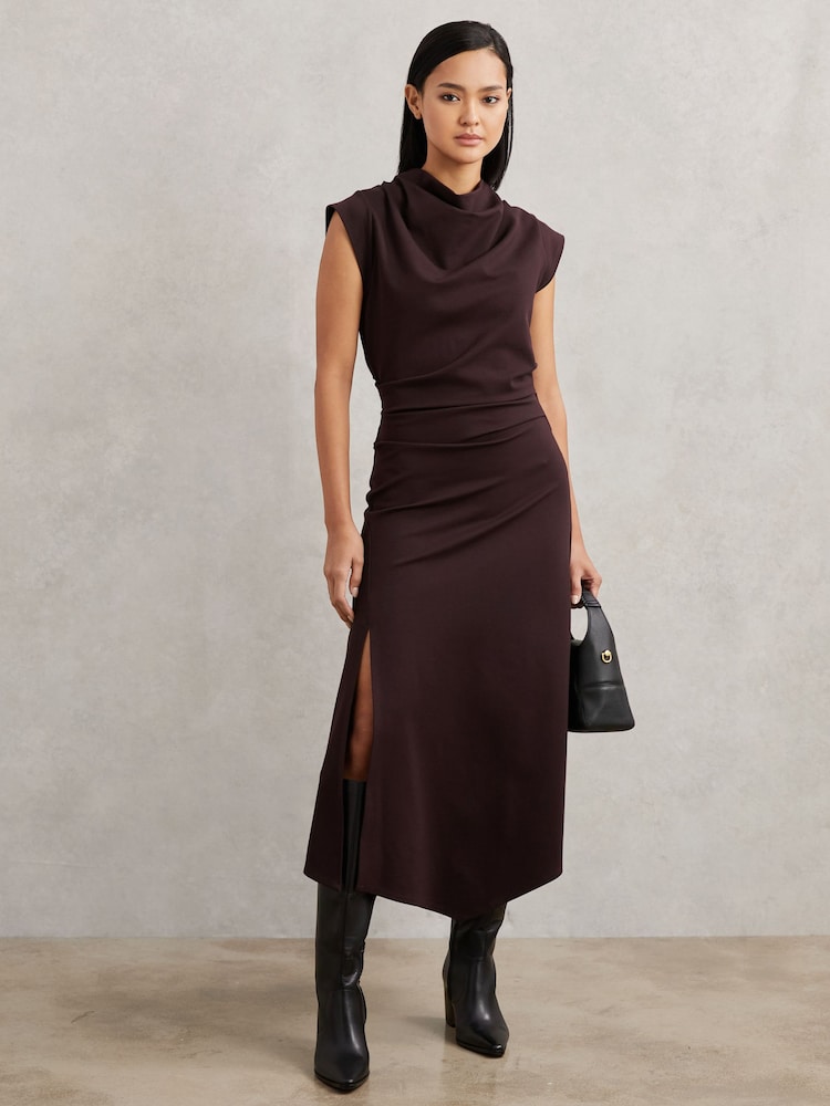 Reiss Black Gabrielle Leather Knee-High Block-Heel Boots - Image 6 of 6