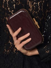 Reiss Burgundy Junie Patent Clutch - Image 2 of 5