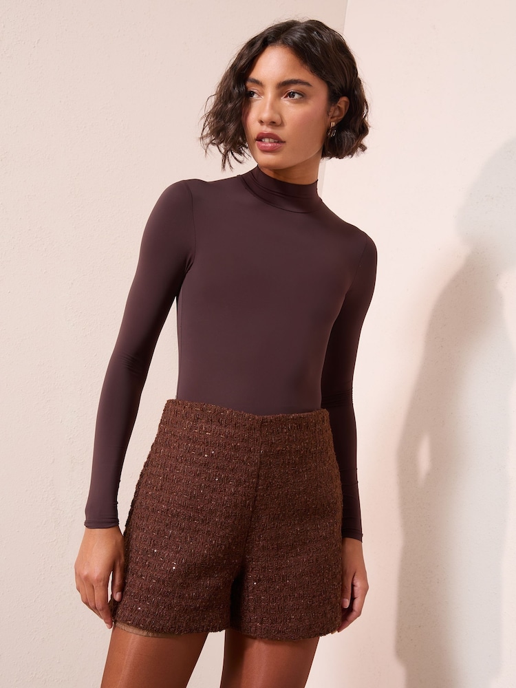 Friends Like These Brown Boucle Shorts - Image 2 of 4
