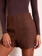 Friends Like These Brown Boucle Shorts - Image 4 of 4