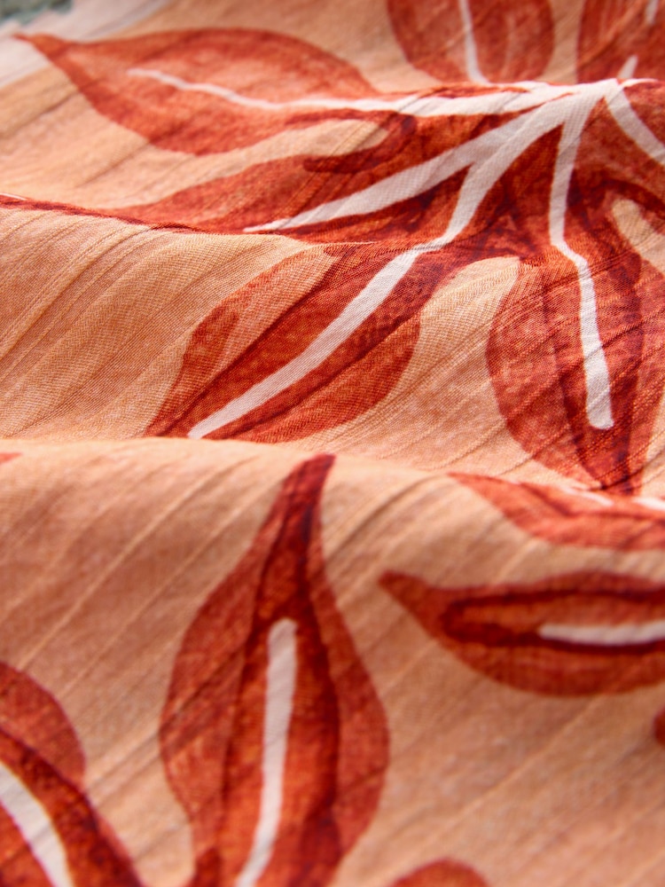 Orange Palm Print Short Sleeve Boxy Top - Image 2 of 3