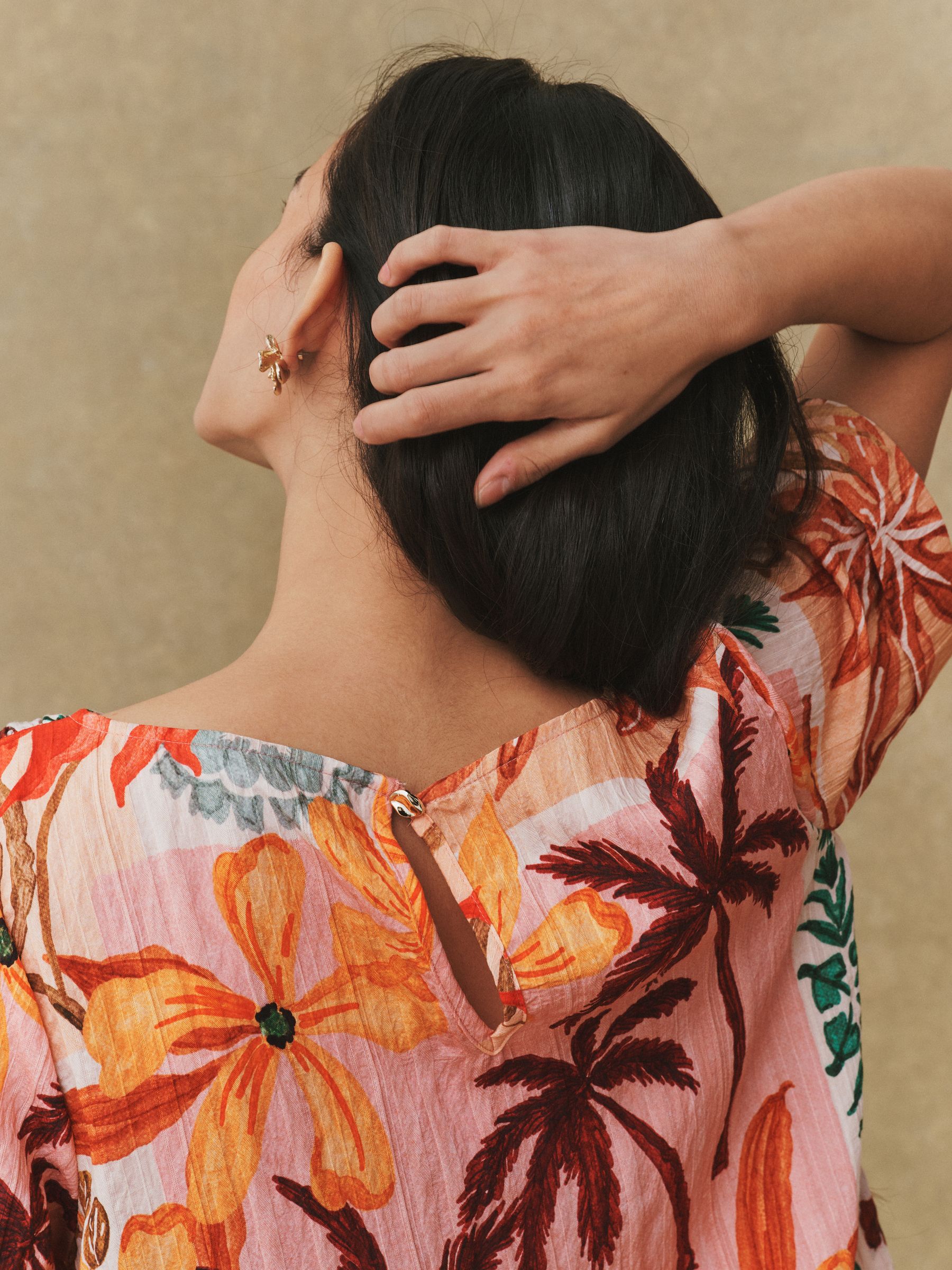 Buy Orange Palm Print Short Sleeve Boxy Top from Next USA