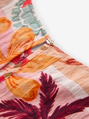 Orange Palm Print Short Sleeve Boxy Top - Image 8 of 9