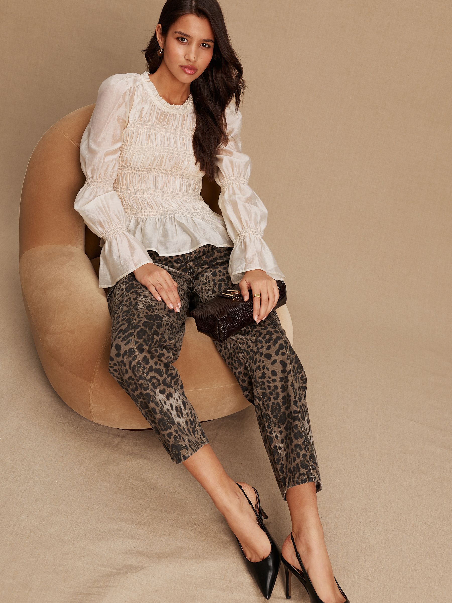 Buy Ecru Sheer Smocked Long Sleeve Top from Next USA