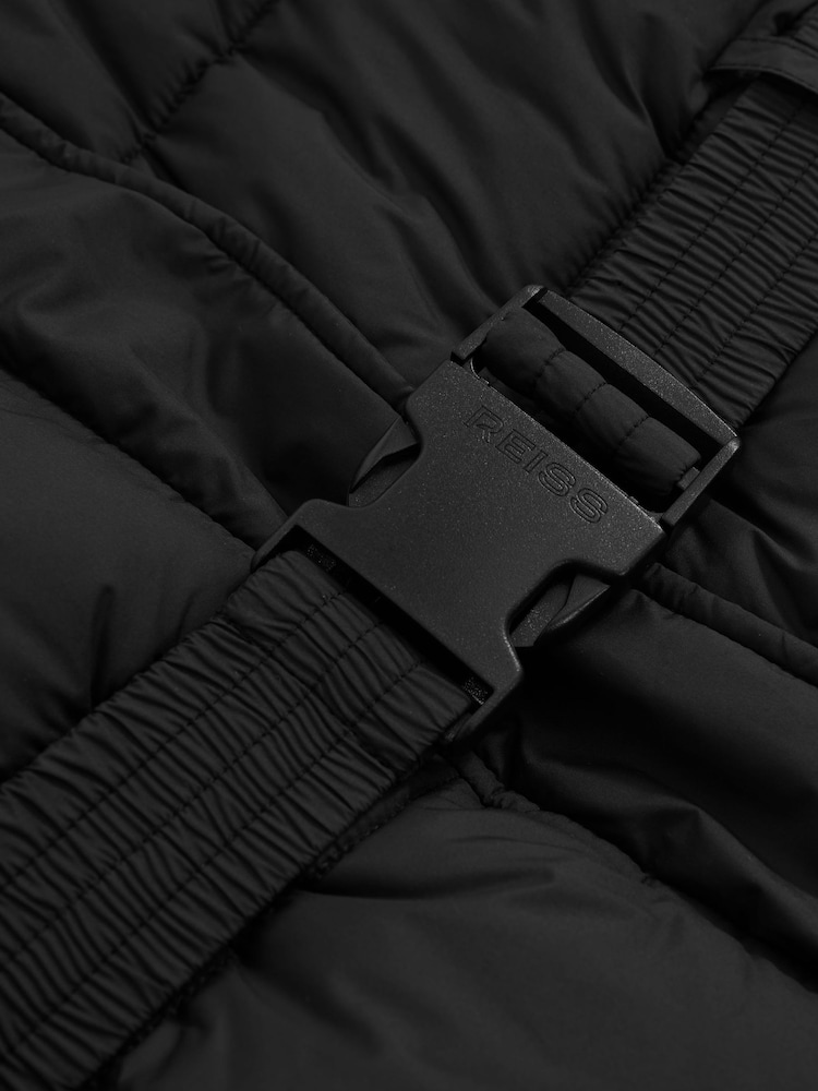 Reiss Black Ava Short Belted Puffer Coat - Image 4 of 4 Reiss Black Ava Short Belted Puffer Coat - Image 4 of 4