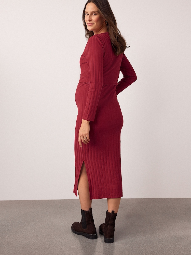 knee length dresses for ladies Off Shoulder Slim Cross-Front V Neck Long Sleeve Maternity Dress main image 0