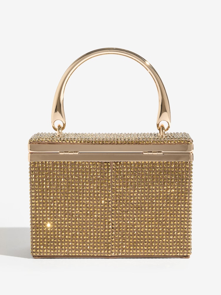 Lipsy Bronze Diamante Top Handle Box Bag - Image 7 of 7