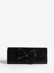 Lipsy Black Velvet Bow Clutch Bag - Image 1 of 5