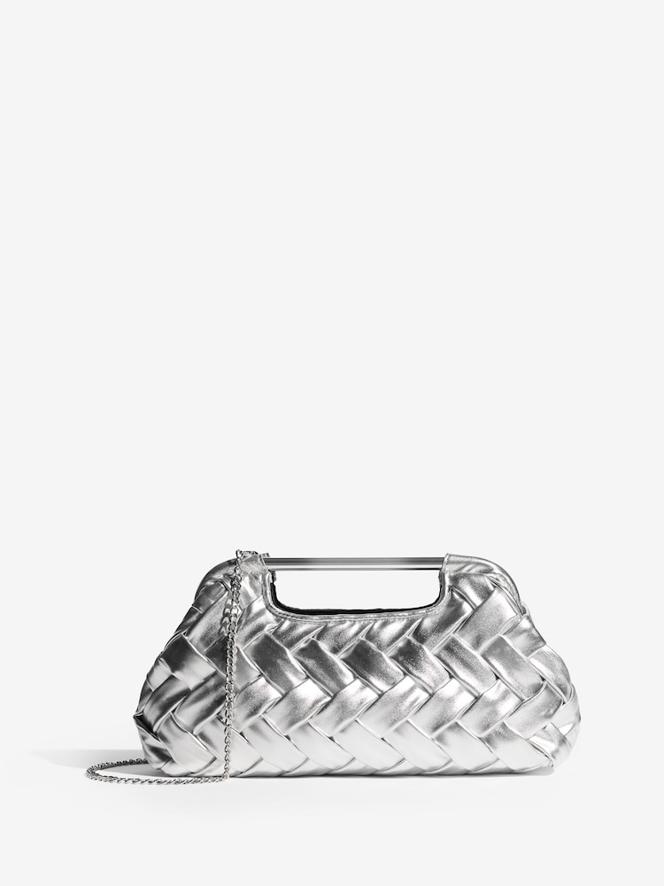 Silver Weave Grab Handle Clutch Bag - Image 2 of 6