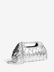 Silver Weave Grab Handle Clutch Bag - Image 3 of 6