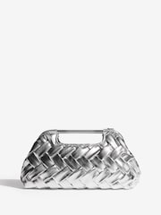 Silver Weave Grab Handle Clutch Bag - Image 4 of 6