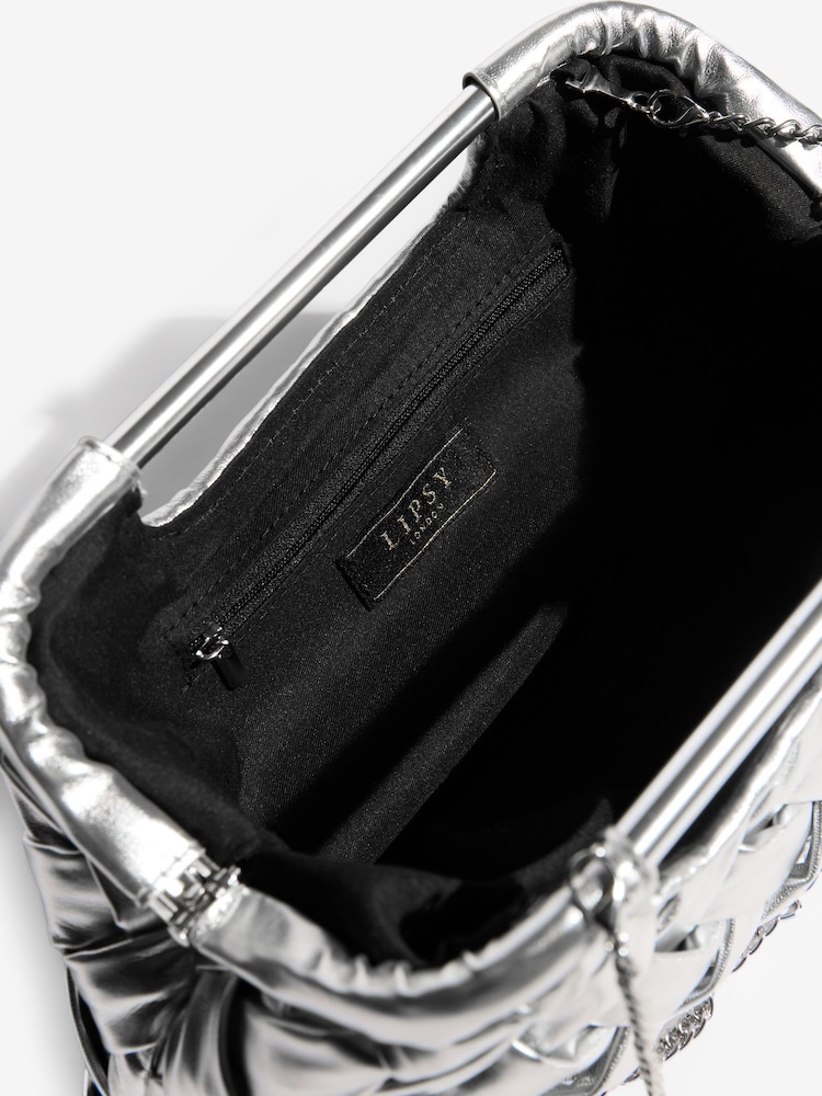 Silver Weave Grab Handle Clutch Bag - Image 6 of 6