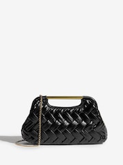 Black Weave Grab Handle Clutch Bag - Image 3 of 7