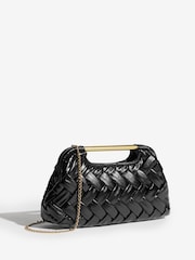 Black Weave Grab Handle Clutch Bag - Image 4 of 7