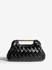 Black Weave Grab Handle Clutch Bag - Image 5 of 7