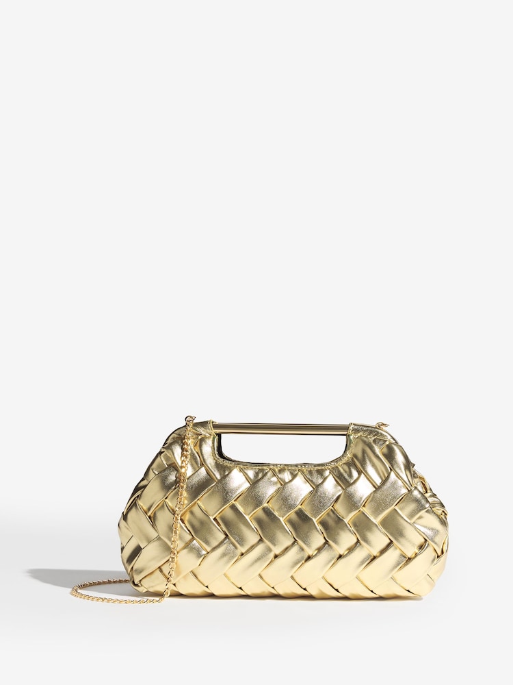 Gold Weave Grab Handle Clutch Bag - Image 2 of 6