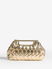 Gold Weave Grab Handle Clutch Bag - Image 4 of 6