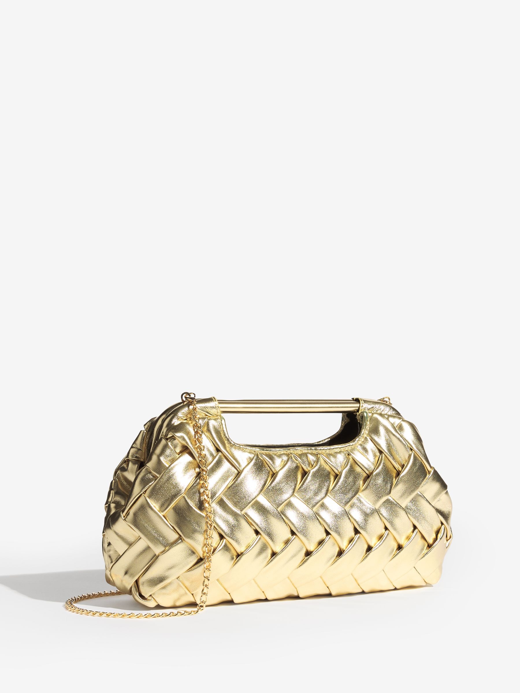 Buy Lipsy Gold Weave Grab Handle Clutch Bag from Next USA