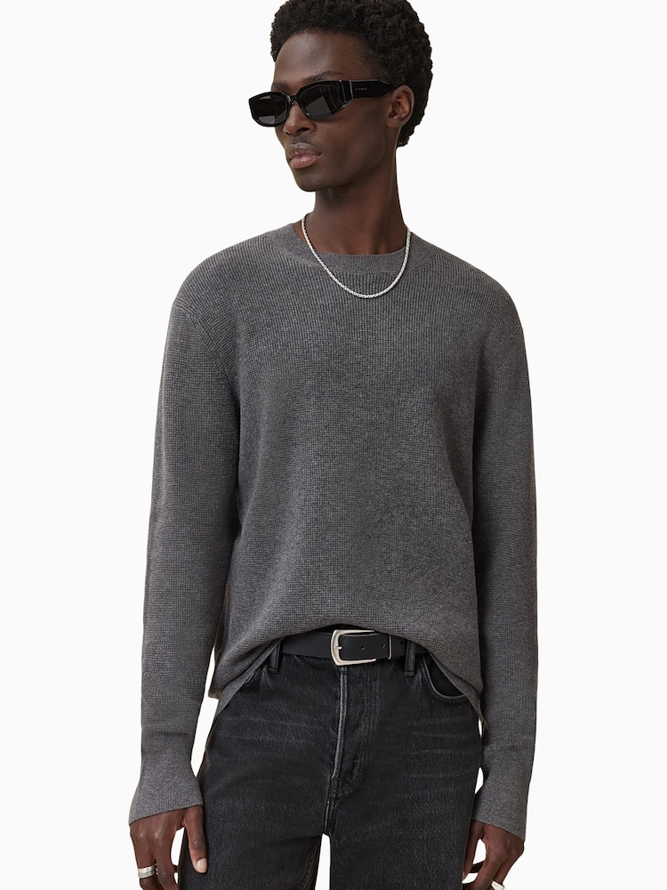 AllSaints Grey Hayes Crew Jumper - Image 1 of 8
