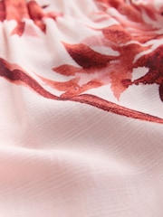 Pink Palm Print Short Sleeve Shirt with Linen - Image 7 of 8