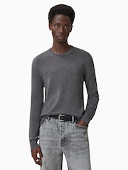 AllSaints Grey Maes Merino Crew Jumper - Image 1 of 9