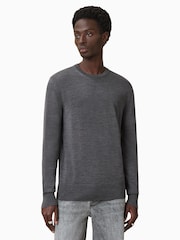 AllSaints Grey Maes Merino Crew Jumper - Image 4 of 9