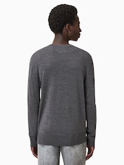 AllSaints Grey Maes Merino Crew Jumper - Image 8 of 9