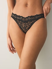 Black Tanga Ultimate Comfort Lace Knickers 3 Pack - Image 5 of 8