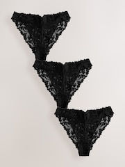 Black Tanga Ultimate Comfort Lace Knickers 3 Pack - Image 6 of 8
