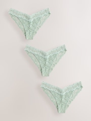 Mint Green Tanga Ultimate Comfort Lace Knickers 3 Pack - Image 12 of 16