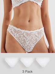 White High Leg Ultimate Comfort Lace Knickers 3 Pack - Image 1 of 6