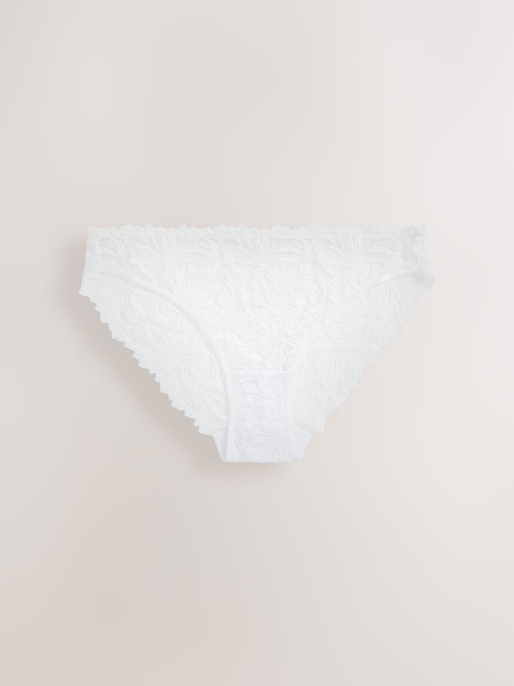 White High Leg Ultimate Comfort Lace Knickers 3 Pack - Image 6 of 6