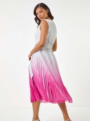 Roman Pink Pleated Ombre Midi Dress - Image 2 of 5