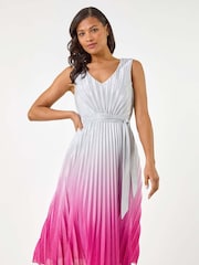 Roman Pink Pleated Ombre Midi Dress - Image 3 of 5