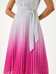 Roman Pink Pleated Ombre Midi Dress - Image 5 of 5