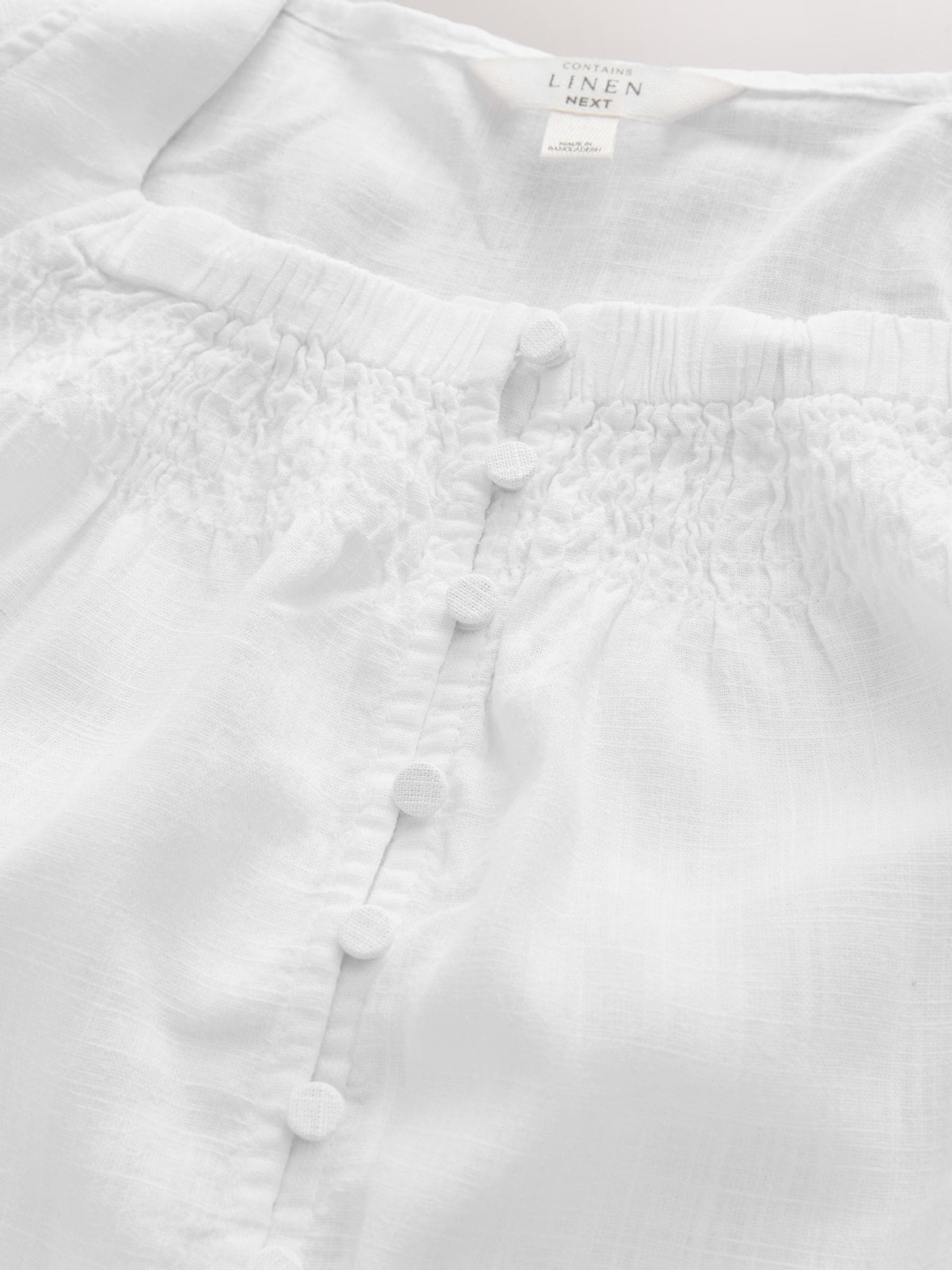 Cumpără Alb - Flutter Sleeve Button Front Top With Linen from Next