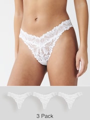 White Thong Ultimate Comfort Lace Knickers 3 Pack - Image 1 of 5