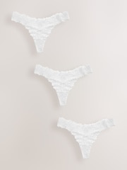 White Thong Ultimate Comfort Lace Knickers 3 Pack - Image 4 of 5