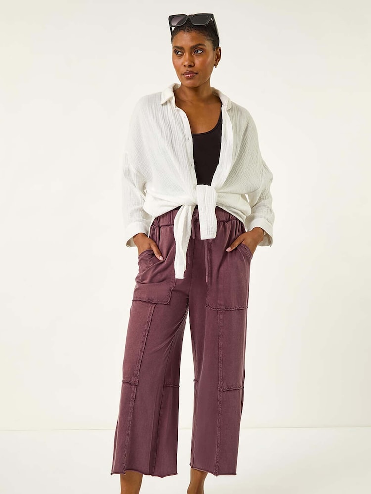 Roman Purple Jersey Cargo Culotte Trousers - Image 1 of 5