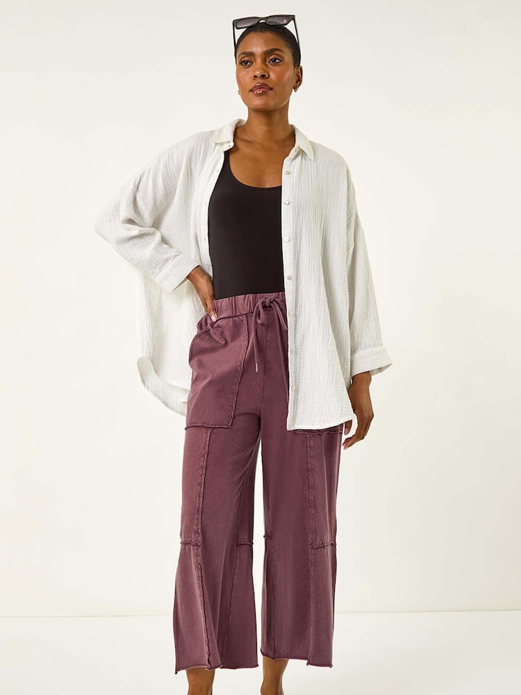 Roman Purple Jersey Cargo Culotte Trousers - Image 2 of 5