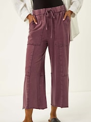 Roman Purple Jersey Cargo Culotte Trousers - Image 4 of 5