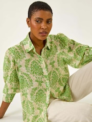 Roman Green Floral Print Collared Shirt - Image 1 of 5