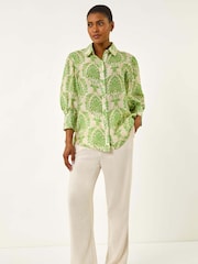 Roman Green Floral Print Collared Shirt - Image 2 of 5