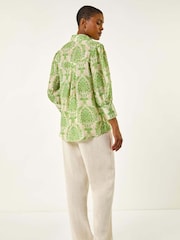 Roman Green Floral Print Collared Shirt - Image 3 of 5