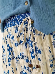 Roman White Floral Print Contrast Print A-Line Skirt - Image 5 of 5